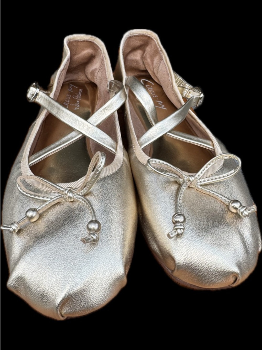 Circus by Sam Edelman Metallic Gold Ballet Flats with Crisscross Straps